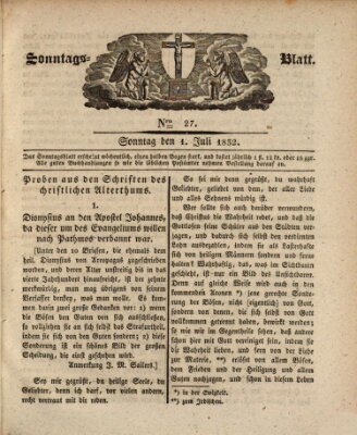 Sonntagsblatt Sonntag 1. Juli 1832