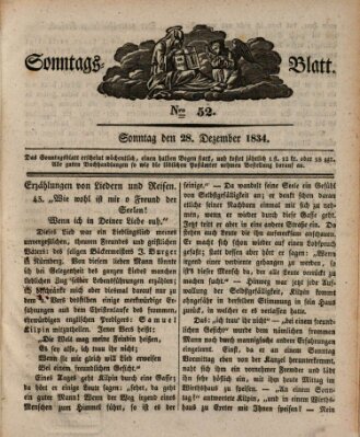 Sonntagsblatt Sonntag 28. Dezember 1834