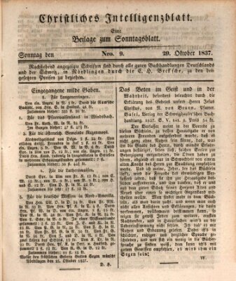 Sonntagsblatt Sonntag 29. Oktober 1837