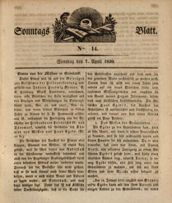 Sonntagsblatt Sonntag 7. April 1839