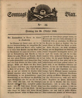 Sonntagsblatt Sonntag 20. Oktober 1839