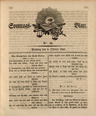 Sonntagsblatt Sonntag 3. Oktober 1841