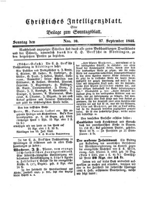 Sonntagsblatt Sonntag 27. September 1846