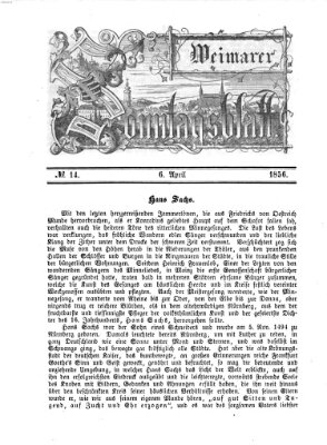 Weimarer Sonntagsblatt Sonntag 6. April 1856