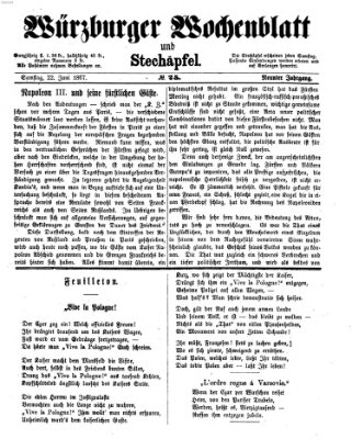 Würzburger Wochenblatt und Stechäpfel (Würzburger Stechäpfel) Samstag 22. Juni 1867