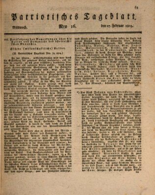 Patriotisches Tageblatt Mittwoch 27. Februar 1805