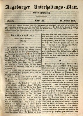 Augsburger Unterhaltungs-Blatt Samstag 14. Februar 1846