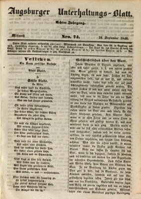 Augsburger Unterhaltungs-Blatt Mittwoch 16. September 1846
