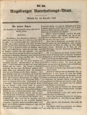 Augsburger Unterhaltungs-Blatt Mittwoch 14. November 1849