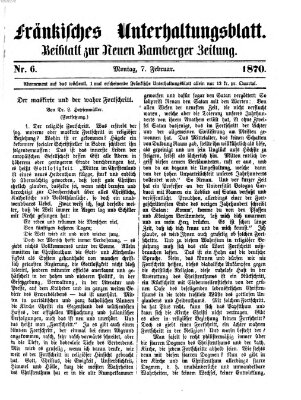Fränkisches Unterhaltungsblatt (Bamberger Zeitung) Montag 7. Februar 1870
