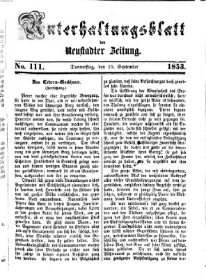 Neustadter Zeitung Donnerstag 15. September 1853