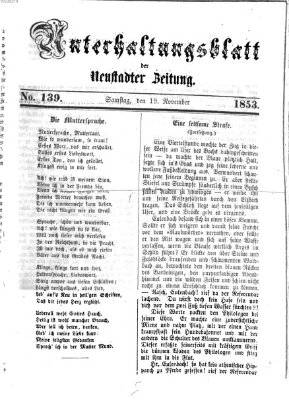 Neustadter Zeitung Samstag 19. November 1853
