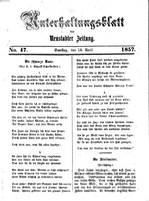 Neustadter Zeitung Samstag 18. April 1857