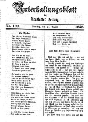 Neustadter Zeitung Samstag 21. August 1858