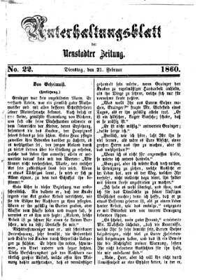 Neustadter Zeitung Dienstag 21. Februar 1860