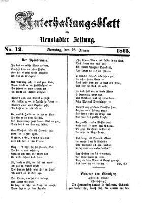 Neustadter Zeitung Samstag 28. Januar 1865