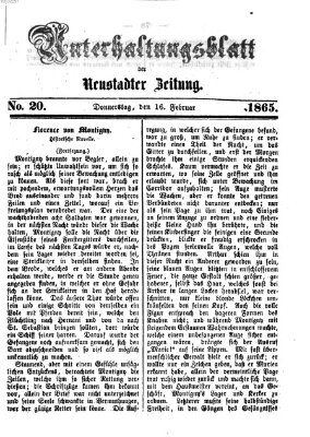 Neustadter Zeitung Donnerstag 16. Februar 1865