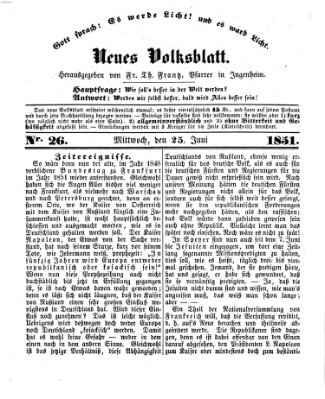 Neues Volksblatt Mittwoch 25. Juni 1851