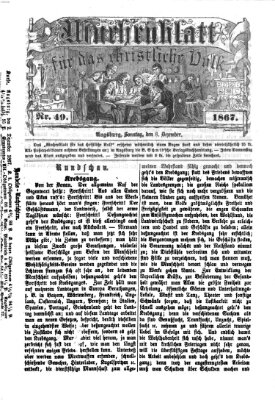 Wochenblatt für das christliche Volk Sonntag 8. Dezember 1867