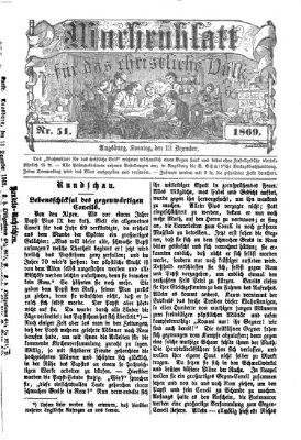 Wochenblatt für das christliche Volk Sonntag 19. Dezember 1869