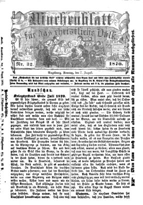 Wochenblatt für das christliche Volk Sonntag 7. August 1870