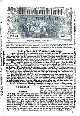 Wochenblatt für das christliche Volk Sonntag 25. Dezember 1870