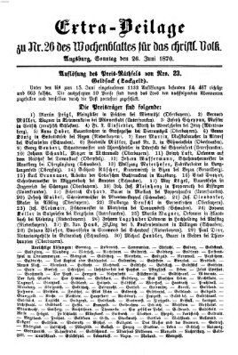 Wochenblatt für das christliche Volk Sonntag 26. Juni 1870