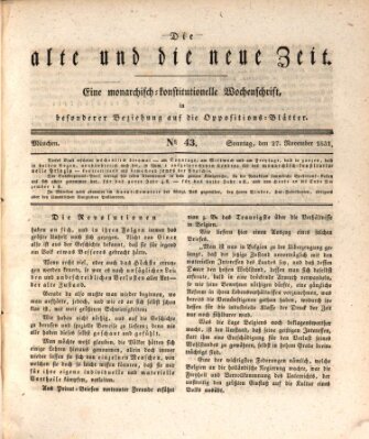 Die alte und die neue Zeit Sonntag 27. November 1831