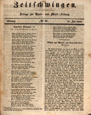 Zeitschwingen (Rhein- und Mosel-Zeitung) Sonntag 11. Juli 1847
