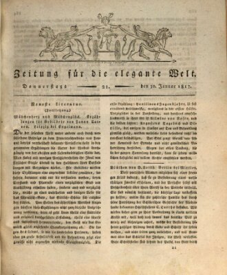 Zeitung für die elegante Welt Donnerstag 30. Januar 1817