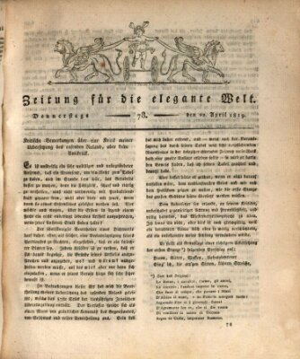 Zeitung für die elegante Welt Donnerstag 22. April 1819
