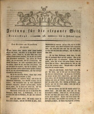 Zeitung für die elegante Welt Donnerstag 10. Februar 1820