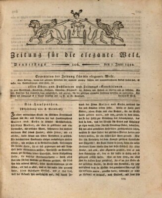 Zeitung für die elegante Welt Donnerstag 1. Juni 1820