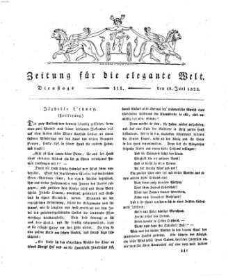Zeitung für die elegante Welt Dienstag 10. Juni 1823