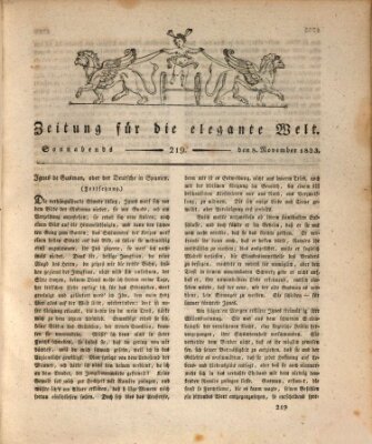 Zeitung für die elegante Welt Samstag 8. November 1823