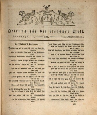 Zeitung für die elegante Welt Dienstag 14. September 1824