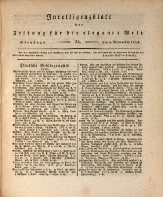 Zeitung für die elegante Welt Dienstag 9. November 1824