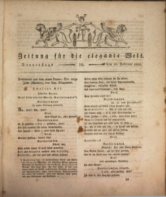 Zeitung für die elegante Welt Donnerstag 10. Februar 1825