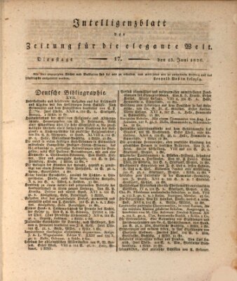 Zeitung für die elegante Welt Dienstag 13. Juni 1826