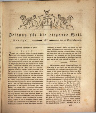 Zeitung für die elegante Welt Montag 25. September 1826