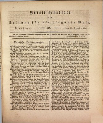 Zeitung für die elegante Welt Dienstag 29. August 1826