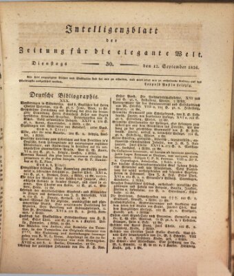 Zeitung für die elegante Welt Dienstag 12. September 1826