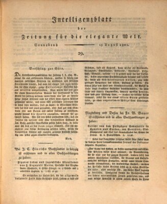 Zeitung für die elegante Welt Samstag 15. August 1801
