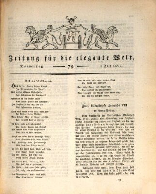 Zeitung für die elegante Welt Donnerstag 1. Juli 1802