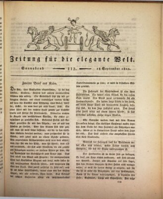 Zeitung für die elegante Welt Samstag 18. September 1802