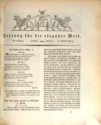 Zeitung für die elegante Welt Dienstag 12. April 1803