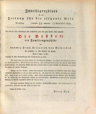 Zeitung für die elegante Welt Dienstag 13. November 1804