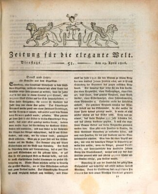 Zeitung für die elegante Welt Dienstag 29. April 1806
