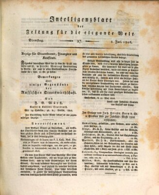 Zeitung für die elegante Welt Dienstag 8. Juli 1806