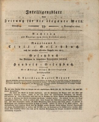 Zeitung für die elegante Welt Dienstag 3. November 1807